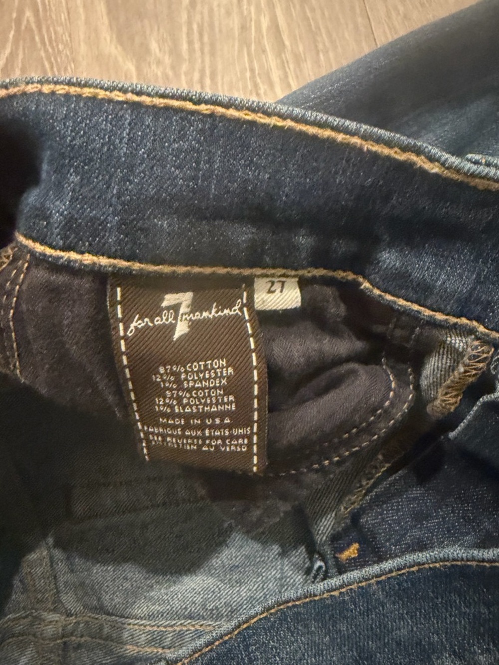 7 for all mankind y2k denim dojo flare jeans size 27 dark Wash - Picture 4 of 8